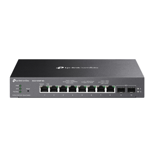 Omada SG2210XMP-M2 8-Port 2.5GBASE-T and 2-Port 10GE SFP+ Smart Switch with 8-Port PoE+ 